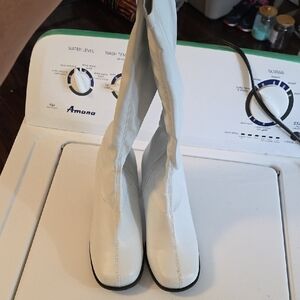 Ellie White Heeled Boots